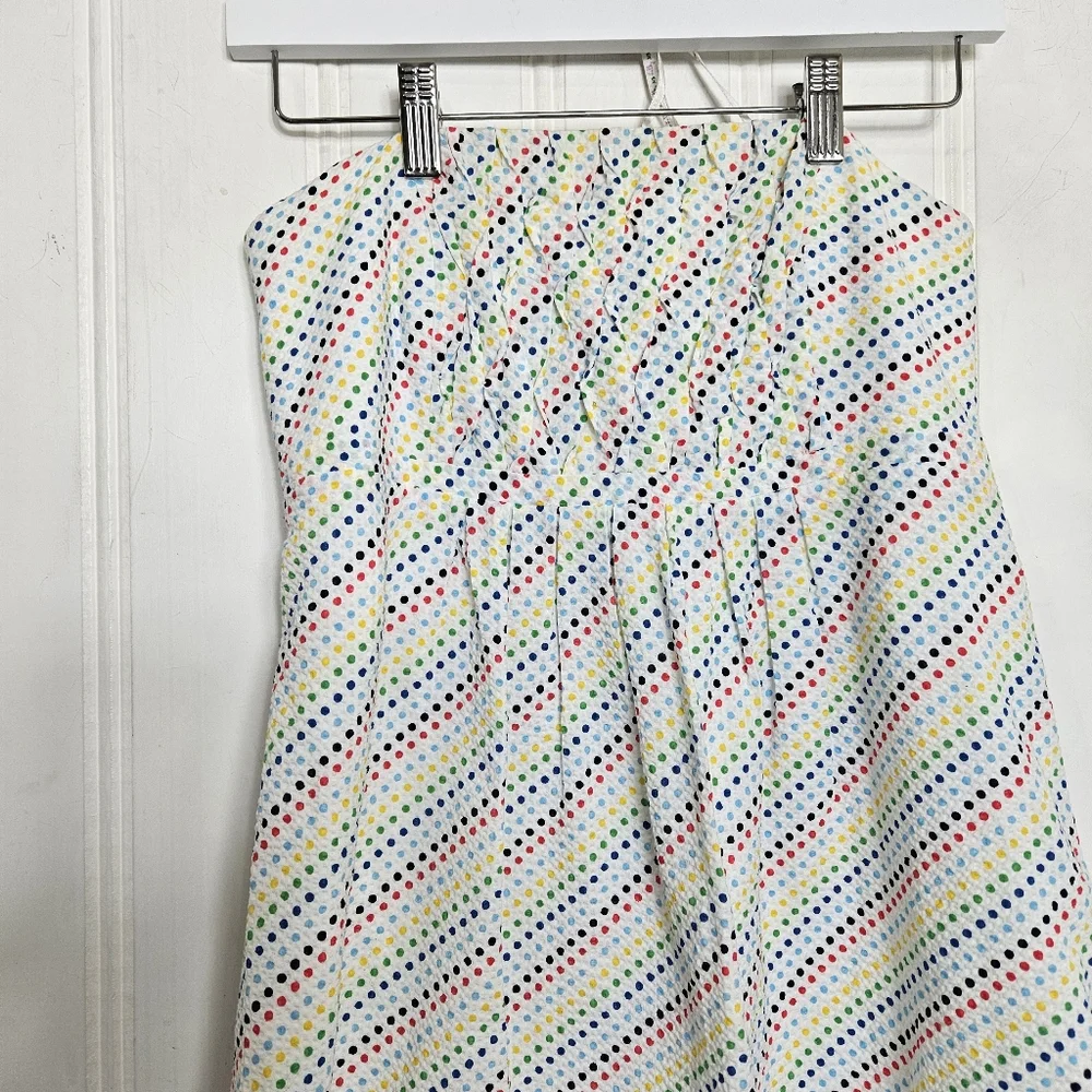 Lilly Pulitzer Strapless Rainbow Polka Dot Dress Size 4 Ruffle Bodice Cotton - Picture 3 of 13